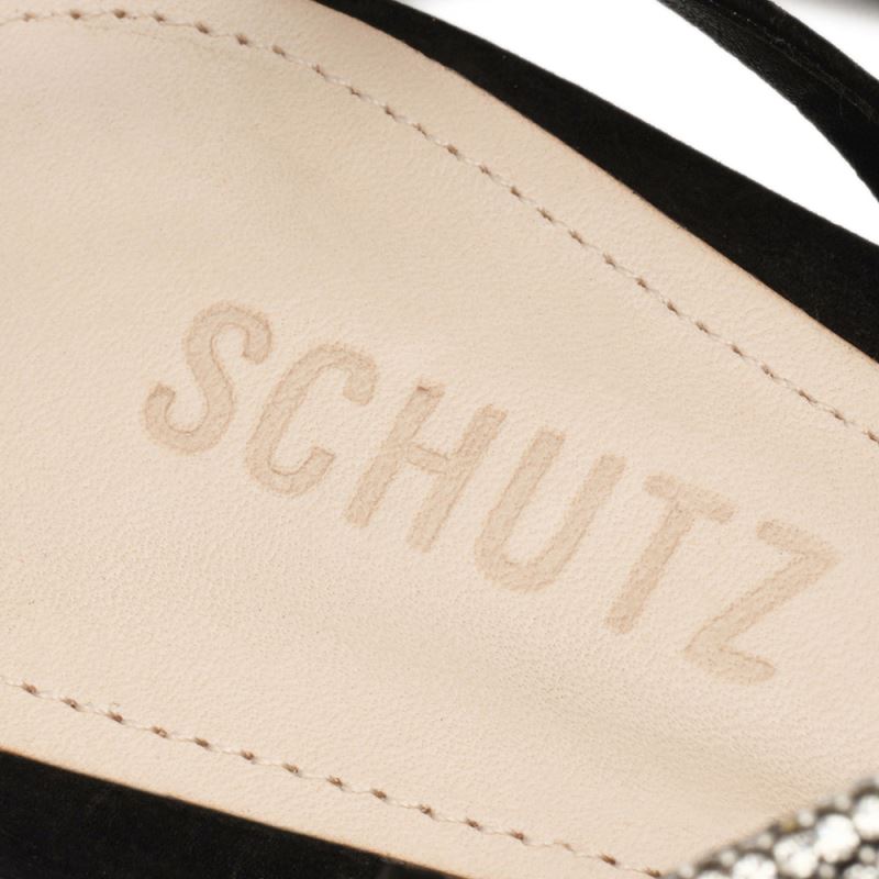 Schutz Agaviny Studded Nubuck Sandal μαυρα | 2pVo7vv