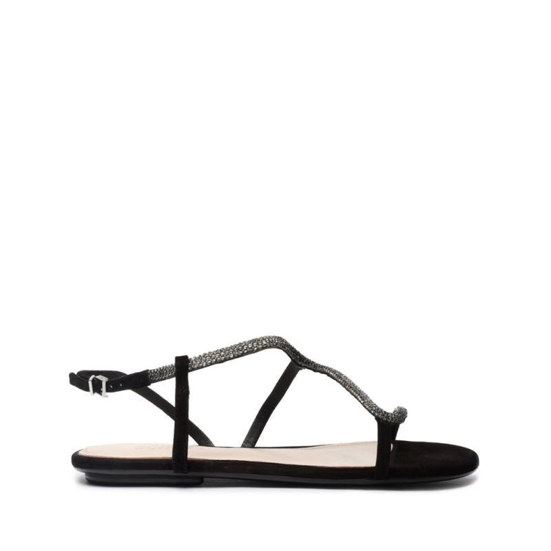 Schutz Agaviny Studded Nubuck Sandal μαυρα | c56fUDi