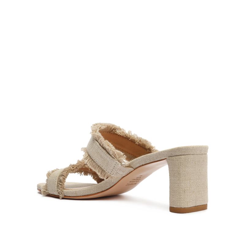 Schutz Amely Mid Block Fabric Sandal Μπεζ | KUjLTb3