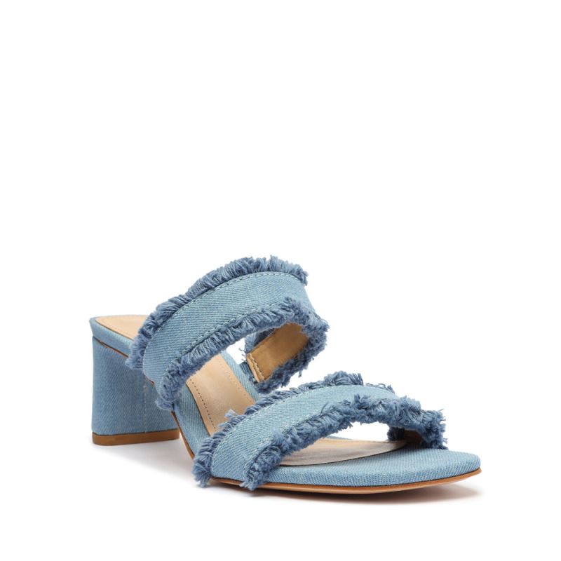 Schutz Amely Mid Block Fabric Sandal Μπεζ | b2S3Puq