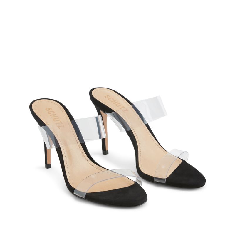 Schutz Ariella Sandal: Vinyl Straps and a Stiletto Heel μαυρα | ZoMkWpy