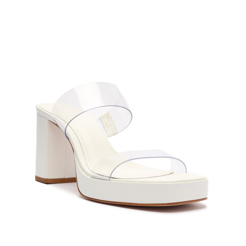 Schutz Ariella flatforms Vinyl Sandal ασπρα | 7e7r3aH