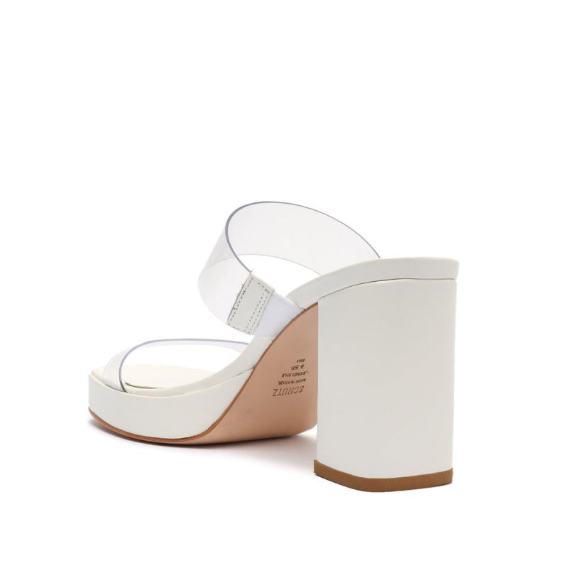 Schutz Ariella flatforms Vinyl Sandal ασπρα | 7e7r3aH