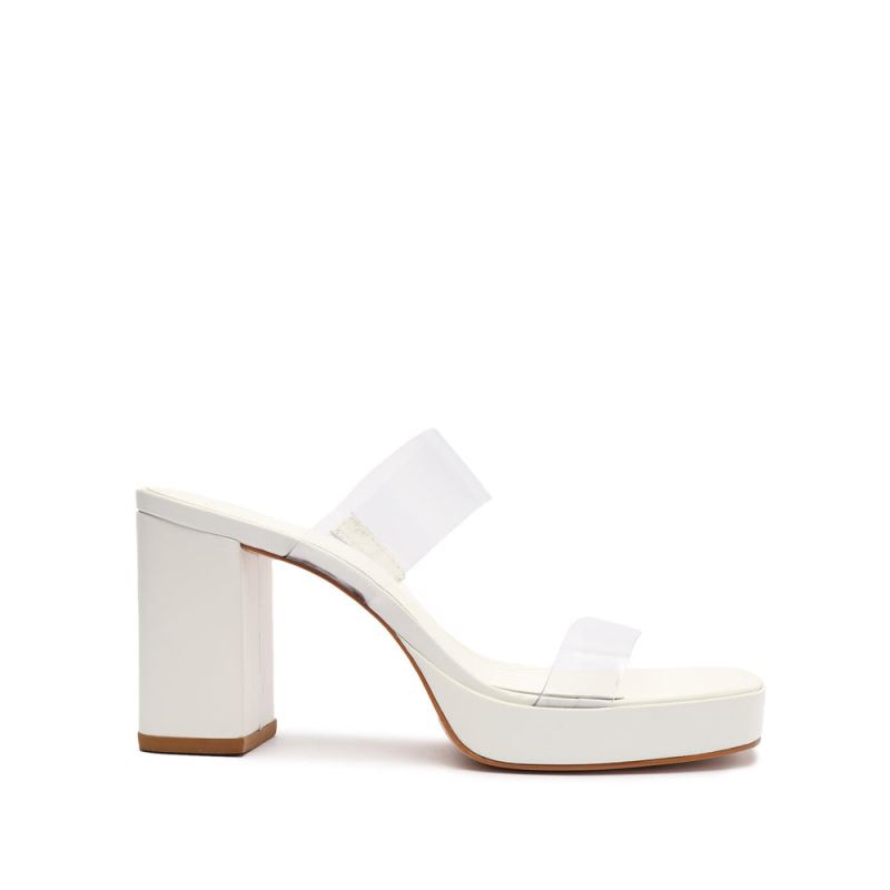 Schutz Ariella flatforms Vinyl Sandal ασπρα | 7e7r3aH