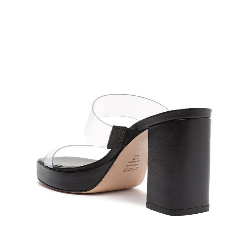 Schutz Ariella flatforms Vinyl Sandal μαυρα | g40Bj5a