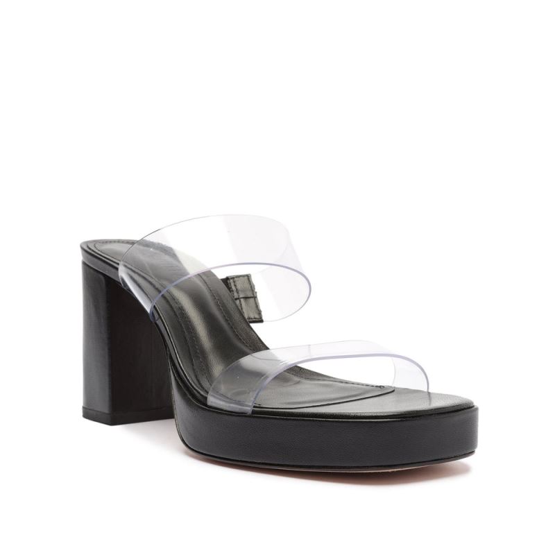 Schutz Ariella flatforms Vinyl Sandal μαυρα | sSprOlx