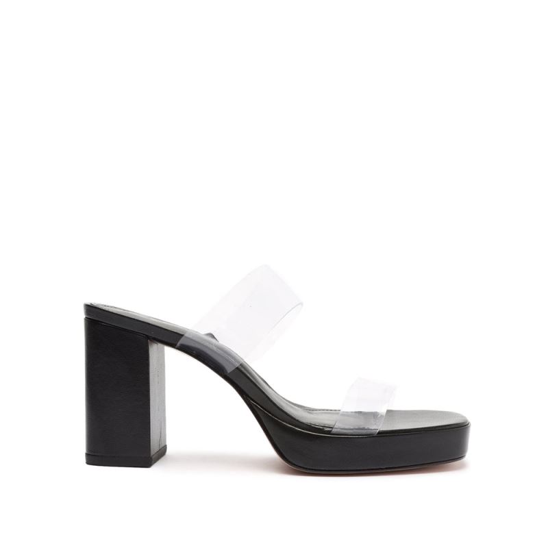 Schutz Ariella flatforms Vinyl Sandal μαυρα | sSprOlx