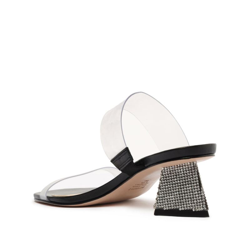 Schutz Ariellen Low Vinyl & Rhinestones Mule μαυρα | KoNyUSQ