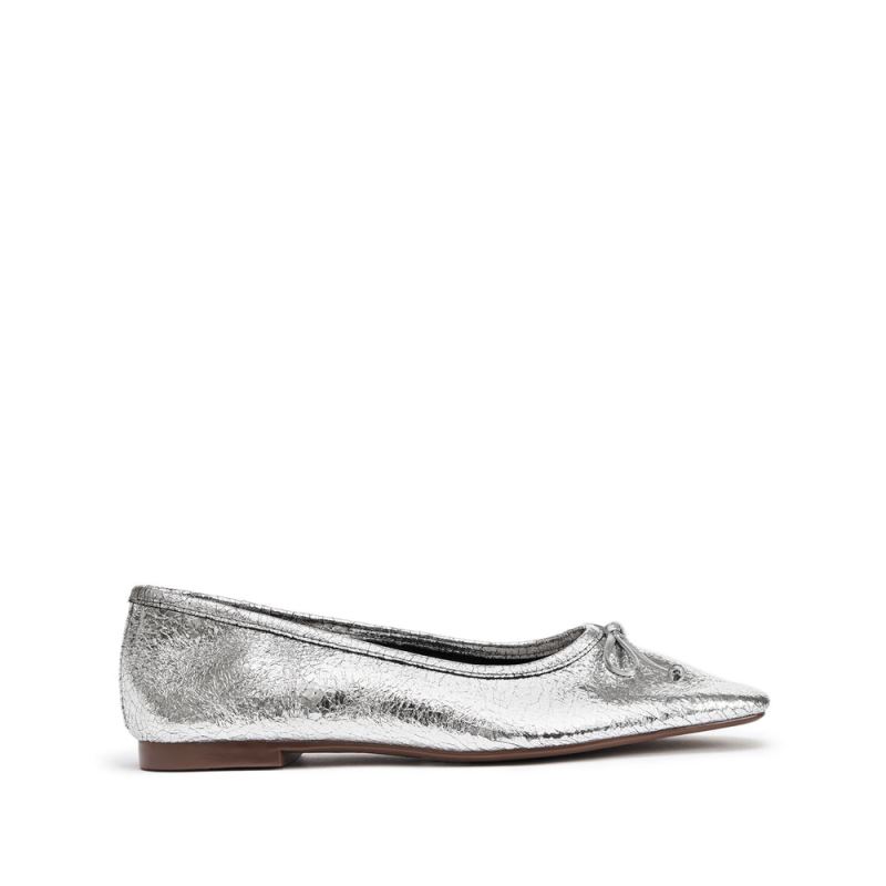 Schutz Arissa Ballet φλατ with Bow Tie Detail in Metallic ασημι | ikvVBK0