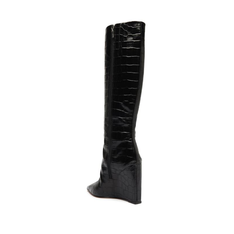 Schutz Asya Up Crocodile-Embossed δερματινα Boot μαυρα | 2dLKSlQ