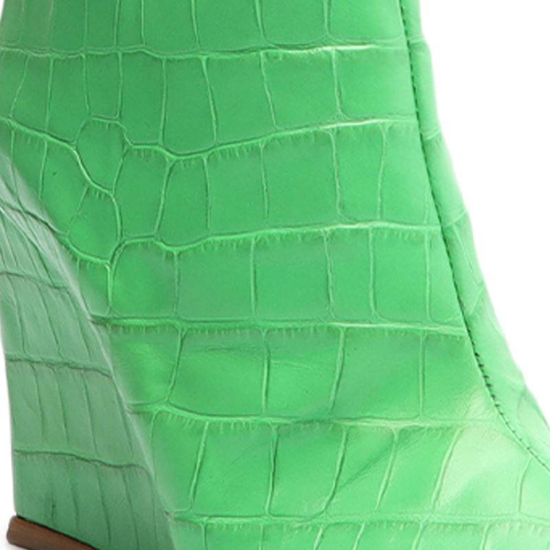 Schutz Asya Up Crocodile-Embossed δερματινα Boot πρασινο | Ji3xPom