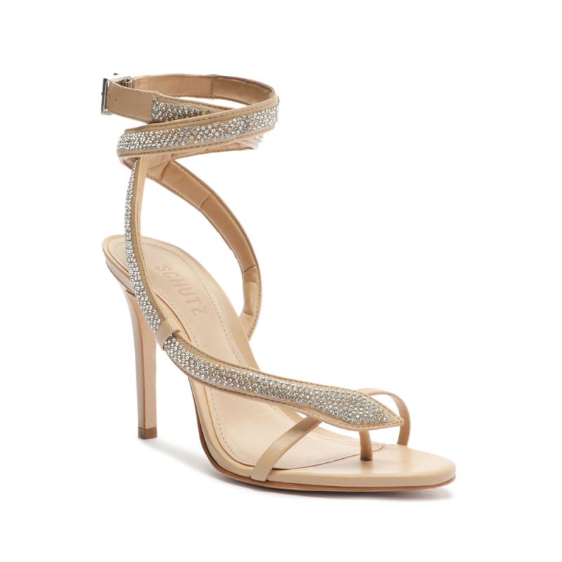 Schutz Courtney Crystal Nappa δερματινα Sandal χρυσο χρωμα | IkgHDcG