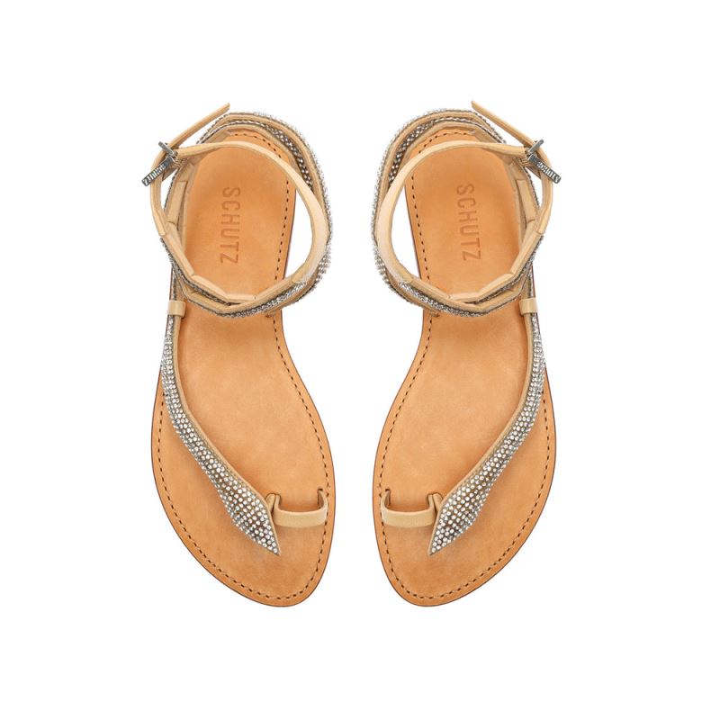 Schutz Courtney Crystal Sandal Μπεζ | 7BRQsBB