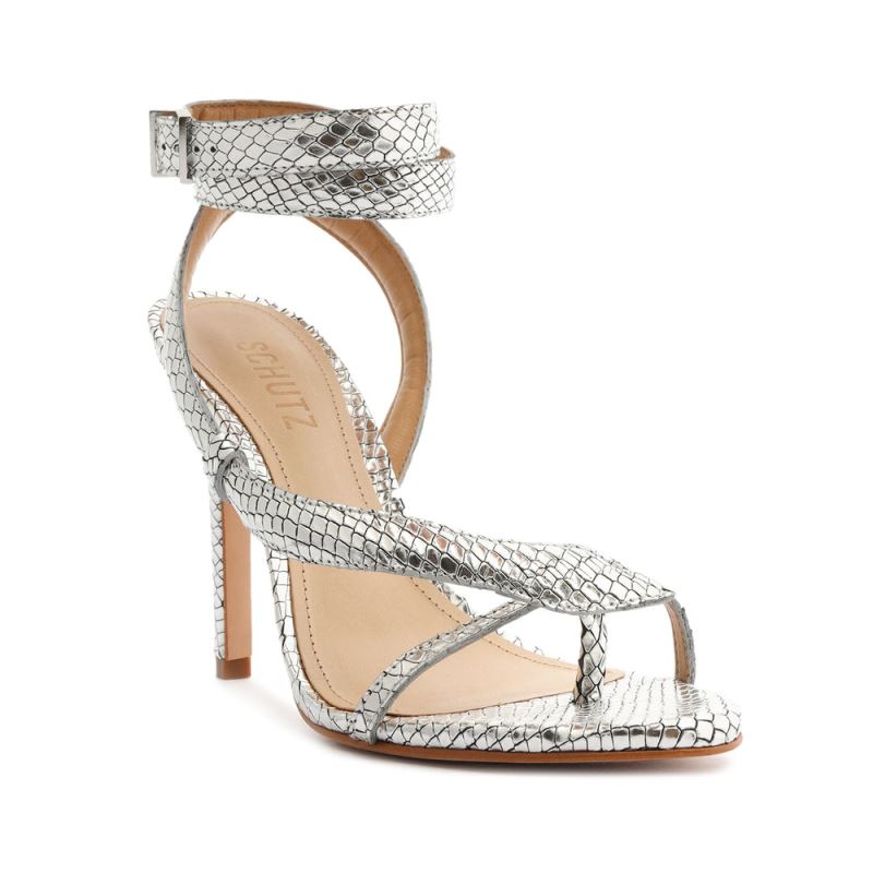 Schutz Courtney High Metallic Sandal ασημι | hEjWJnl