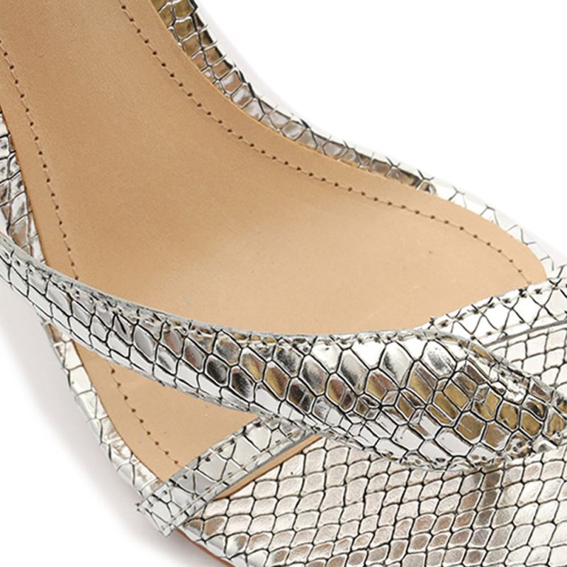 Schutz Courtney High Metallic Sandal ασημι | hEjWJnl