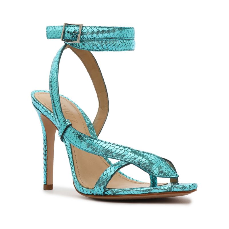 Schutz Courtney High Metallic Sandal μπλε | TTJsOJB