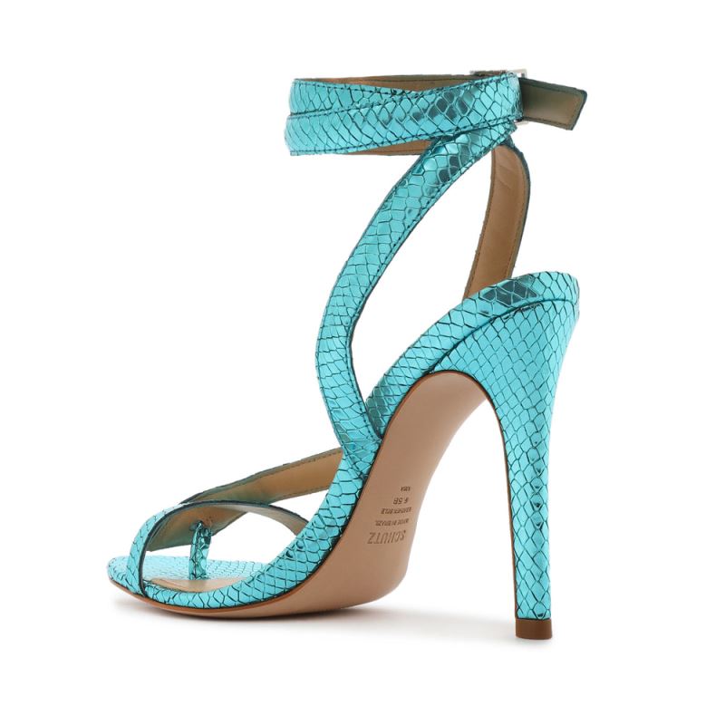 Schutz Courtney High Metallic Sandal μπλε | TTJsOJB