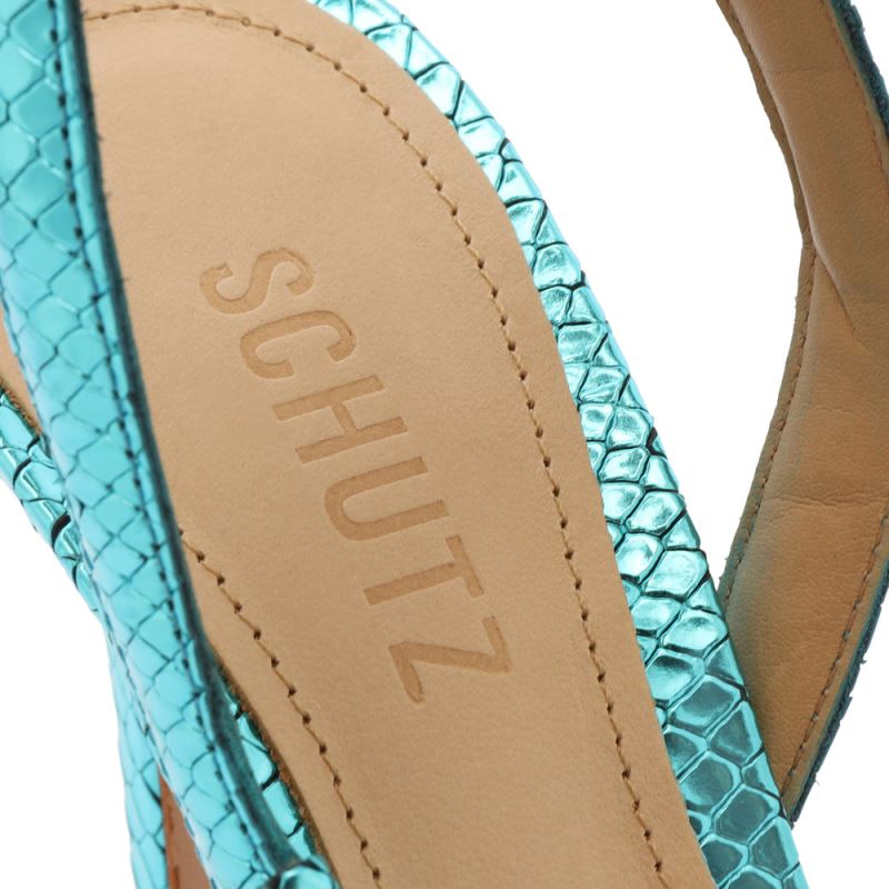 Schutz Courtney High Metallic Sandal μπλε | TTJsOJB