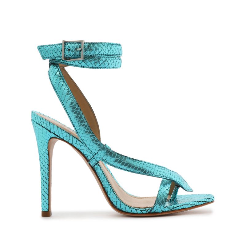 Schutz Courtney High Metallic Sandal μπλε | TTJsOJB