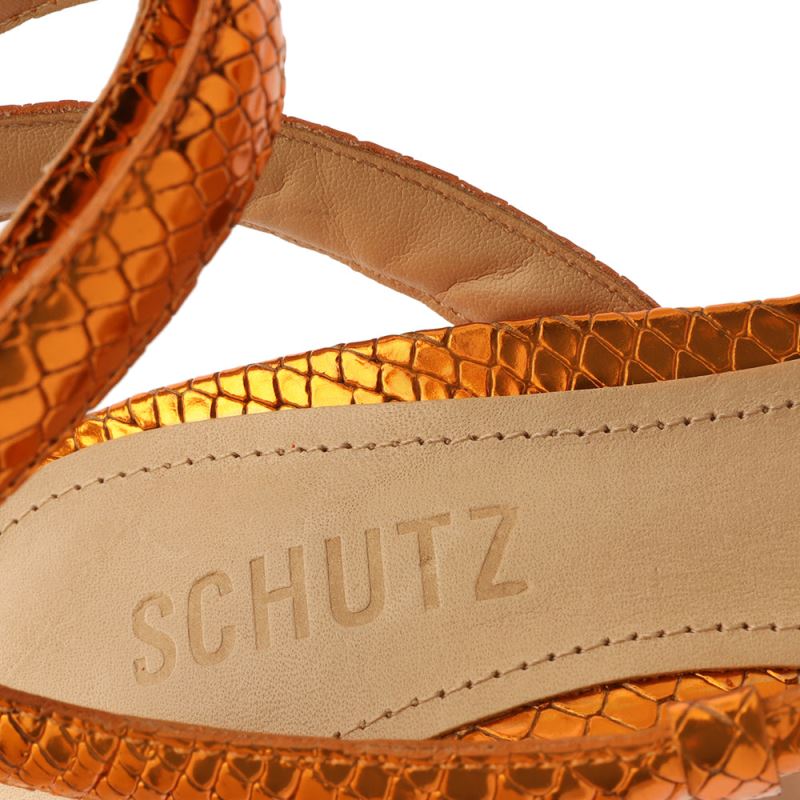 Schutz Courtney High Metallic Sandal πορτοκαλι | HiAGDKR