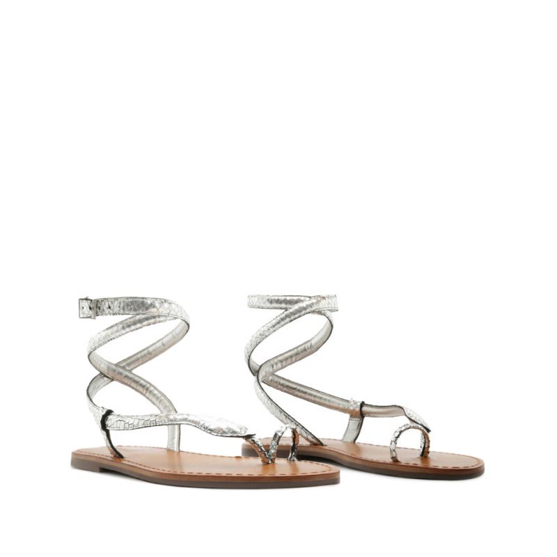 Schutz Courtney Metallic δερματινα Sandal ανοιχτο ασημι | Vj0ZtQ2