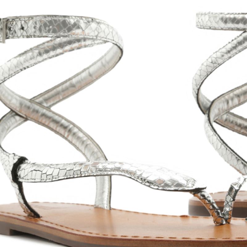 Schutz Courtney Metallic δερματινα Sandal ανοιχτο ασημι | Vj0ZtQ2