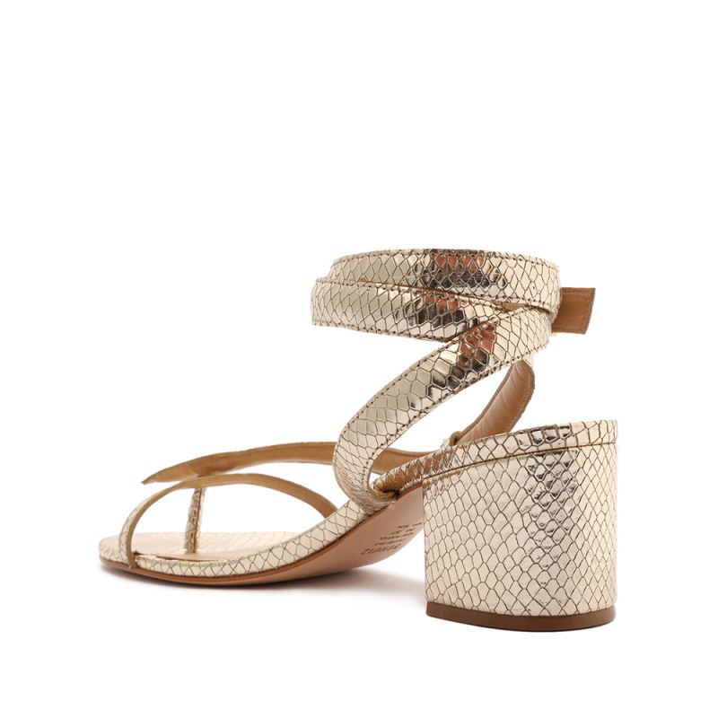 Schutz Courtney Mid Block Metallic δερματινα Sandal χρυσο χρωμα | XCWIPYJ