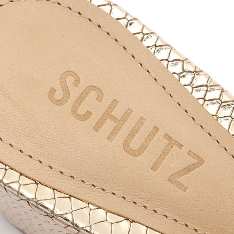 Schutz Courtney Mid Block Metallic δερματινα Sandal χρυσο χρωμα | XCWIPYJ