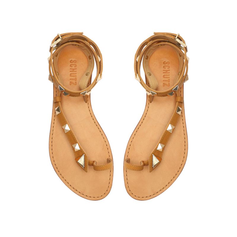 Schutz Courtney Studs δερματινα Sandal χρυσο χρωμα | 8UXoW02