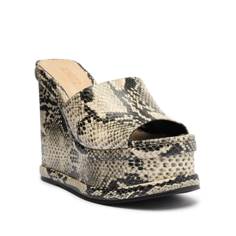 Schutz Dalle Snake-Embossed δερματινα Sandal Μπεζ Snakeskin | aTIRwl6