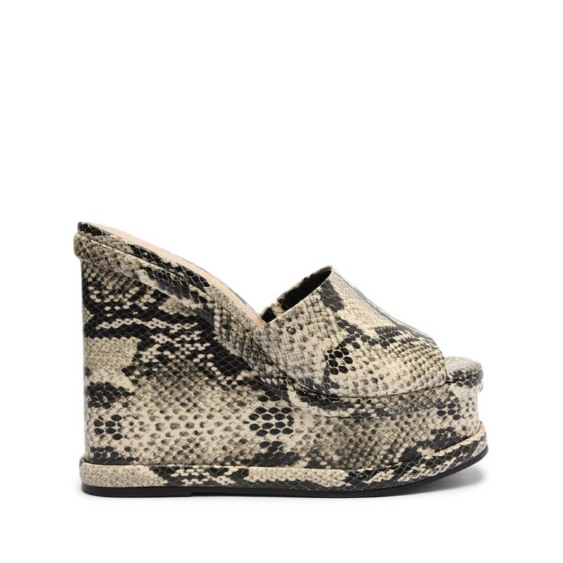 Schutz Dalle Snake-Embossed δερματινα Sandal Μπεζ Snakeskin | aTIRwl6