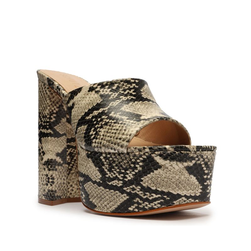 Schutz Darah Snake Embossed δερματινα Sandal Μπεζ Snakeskin | GjEYhmx