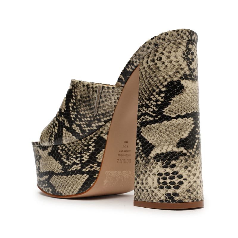 Schutz Darah Snake Embossed δερματινα Sandal Μπεζ Snakeskin | GjEYhmx