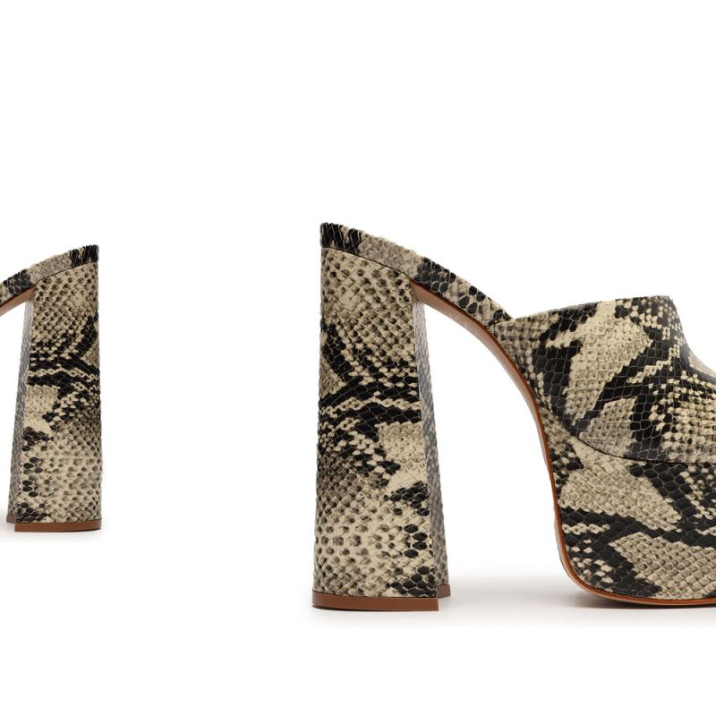 Schutz Darah Snake Embossed δερματινα Sandal Μπεζ Snakeskin | GjEYhmx