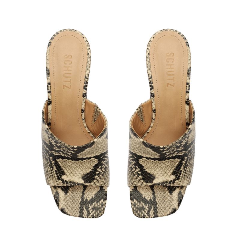 Schutz Darah Snake Embossed δερματινα Sandal Μπεζ Snakeskin | GjEYhmx