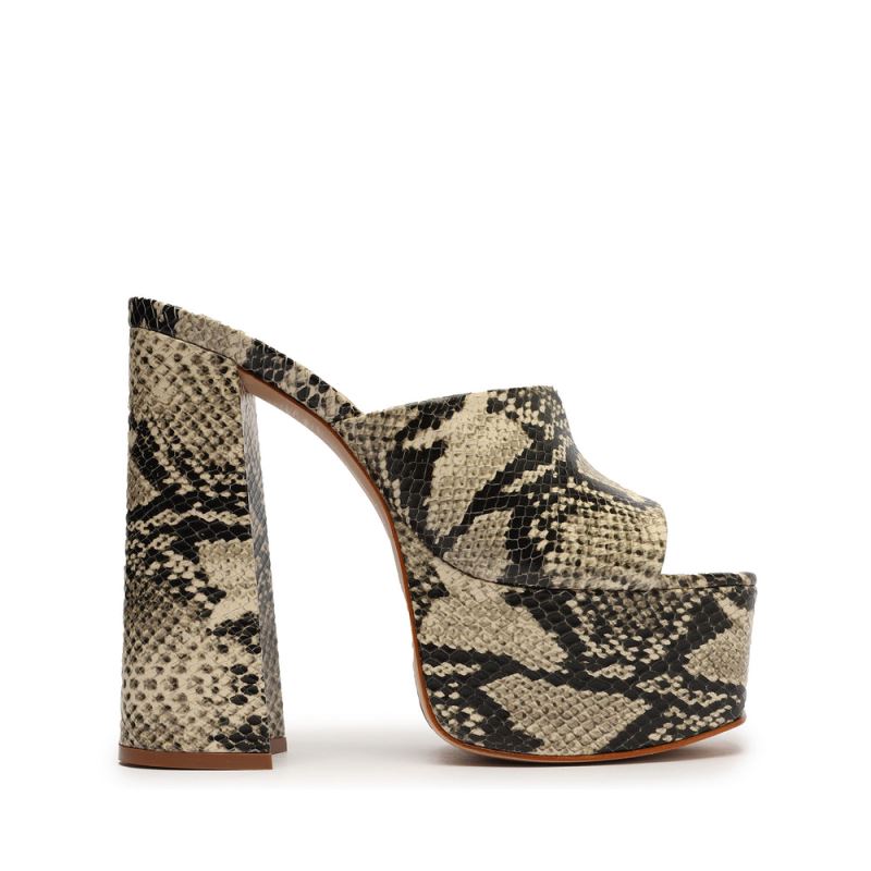 Schutz Darah Snake Embossed δερματινα Sandal Μπεζ Snakeskin | GjEYhmx