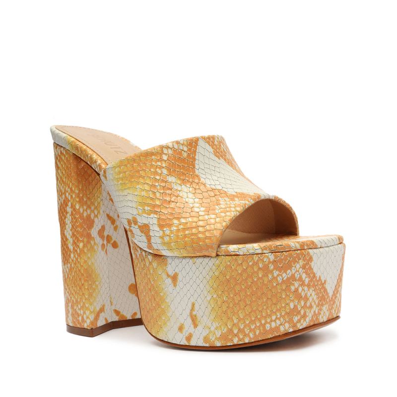 Schutz Darah Snake-Embossed δερματινα Sandal πορτοκαλι Snakeskin | JqQCtbV