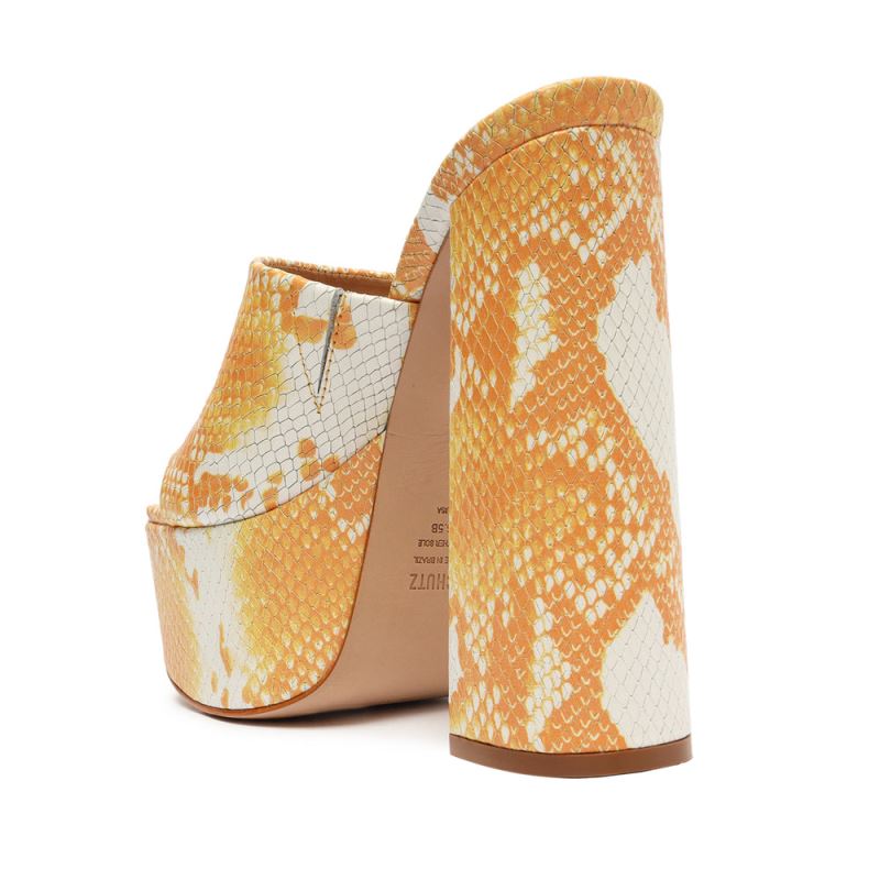 Schutz Darah Snake-Embossed δερματινα Sandal πορτοκαλι Snakeskin | JqQCtbV