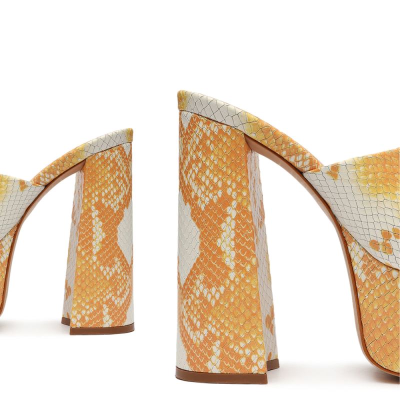 Schutz Darah Snake-Embossed δερματινα Sandal πορτοκαλι Snakeskin | JqQCtbV