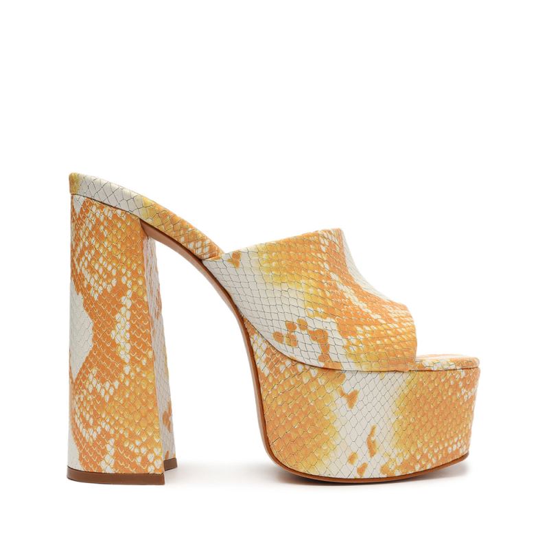 Schutz Darah Snake-Embossed δερματινα Sandal πορτοκαλι Snakeskin | JqQCtbV