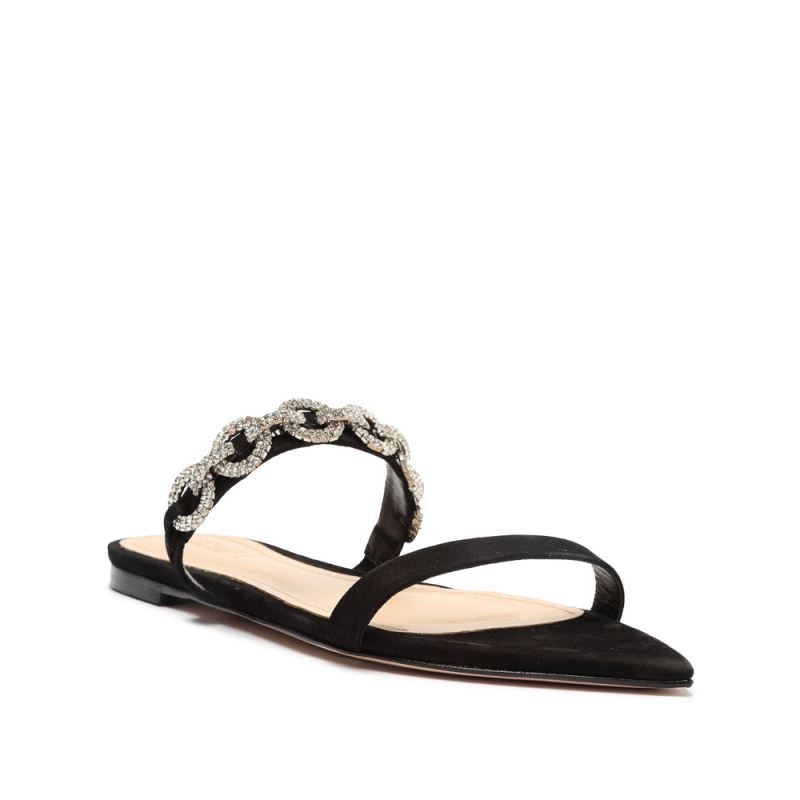 Schutz Elisah Nubuck φλατ Sandal μαυρα | 6dEVqer