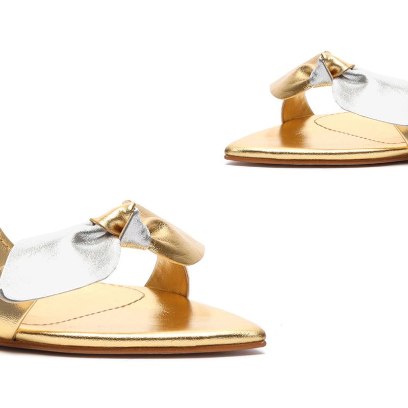 Schutz Elora Metallic δερματινα Sandal χρυσο χρωμα | OpPHg2M