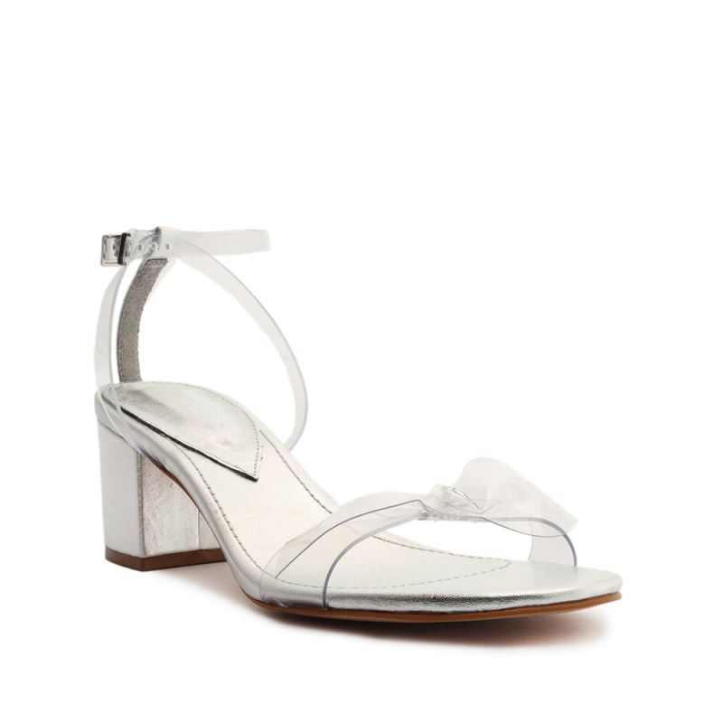 Schutz Elyda Mid Block Sandal ασημι | E4ZlpDd