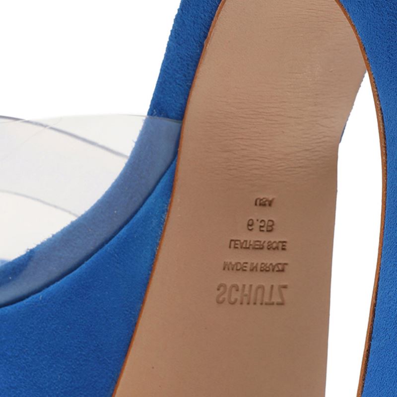 Schutz Haila Vinyl & σουετ Sandal μπλε | dZUyQOu