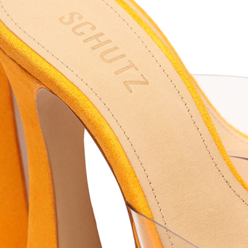 Schutz Haila Vinyl & σουετ Sandal πορτοκαλι | 383TDRl