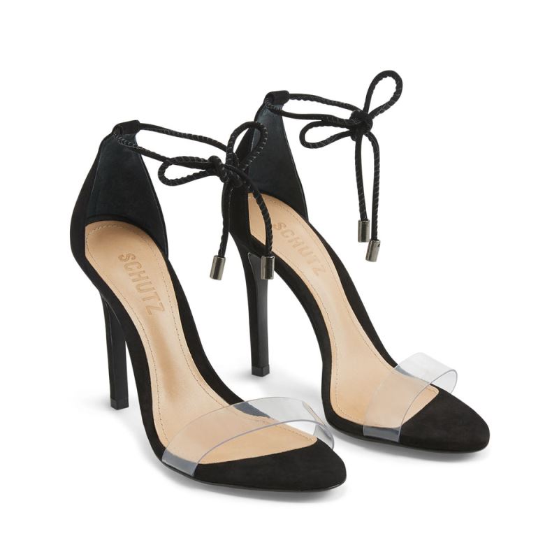 Schutz Josseana High Heel Sandal in Nubuck μαυρα | AM2RDTF