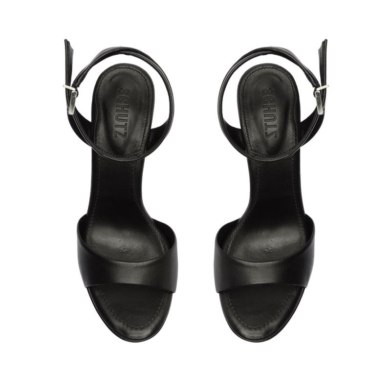 Schutz Kaila flatforms Nappa δερματινα Sandal μαυρα | JQqtmCc