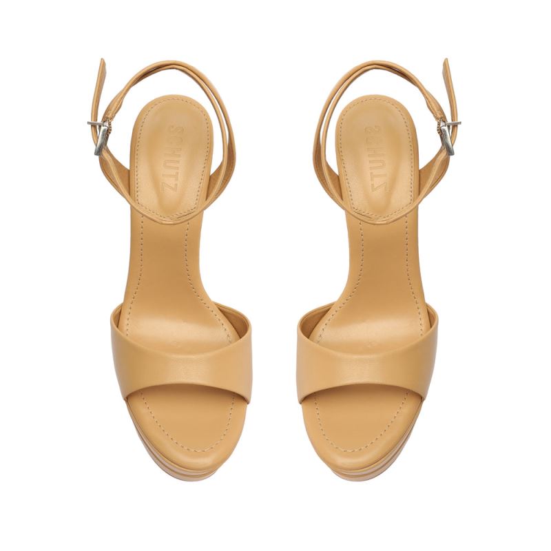 Schutz Kaila flatforms Nappa δερματινα Sandal ανοιχτο Μπεζ | s0rDba8