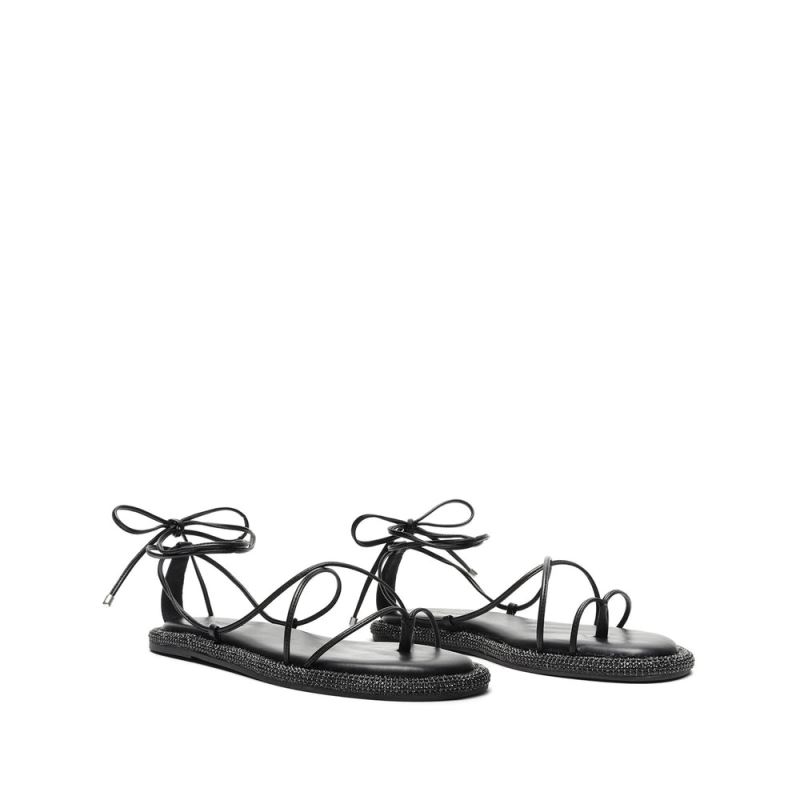 Schutz Kittie δερματινα Sandal with Ultra-thin Straps in Black μαυρα | TnbrTqq