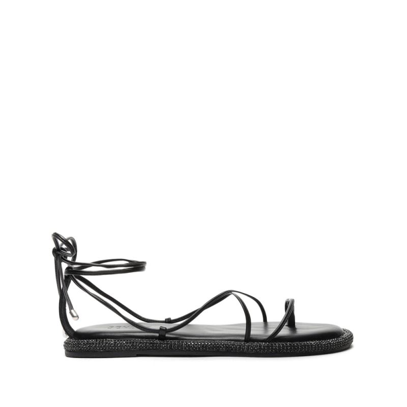 Schutz Kittie δερματινα Sandal with Ultra-thin Straps in Black μαυρα | TnbrTqq